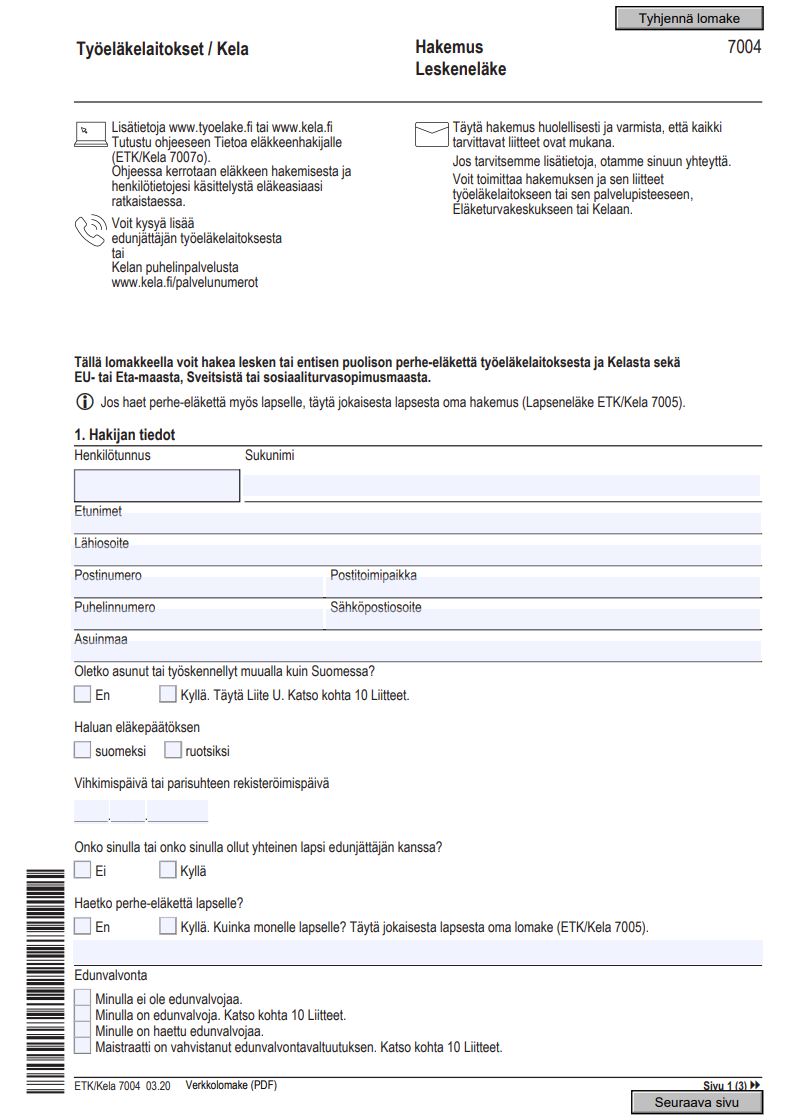 Leskeneläkehakemus