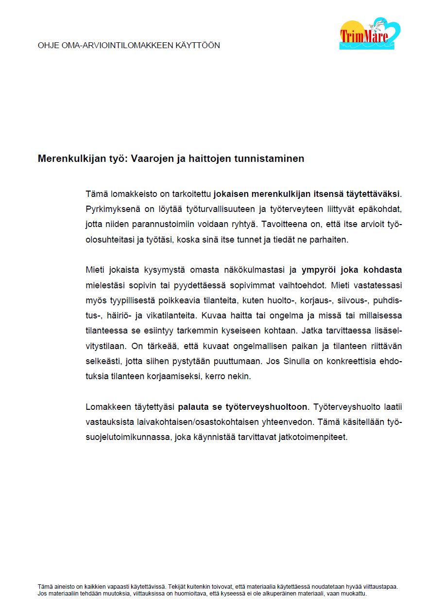 Itsearviointilomake suomeksi