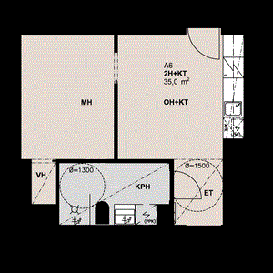 Kruunuvuorenranta_2h_kt_35, 2h, tk, rp